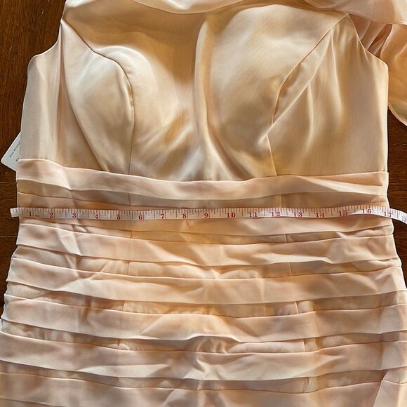 JJ’s House  pearl pink caplet sheath knee length chiffon pleated skirt - Picture 10 of 16